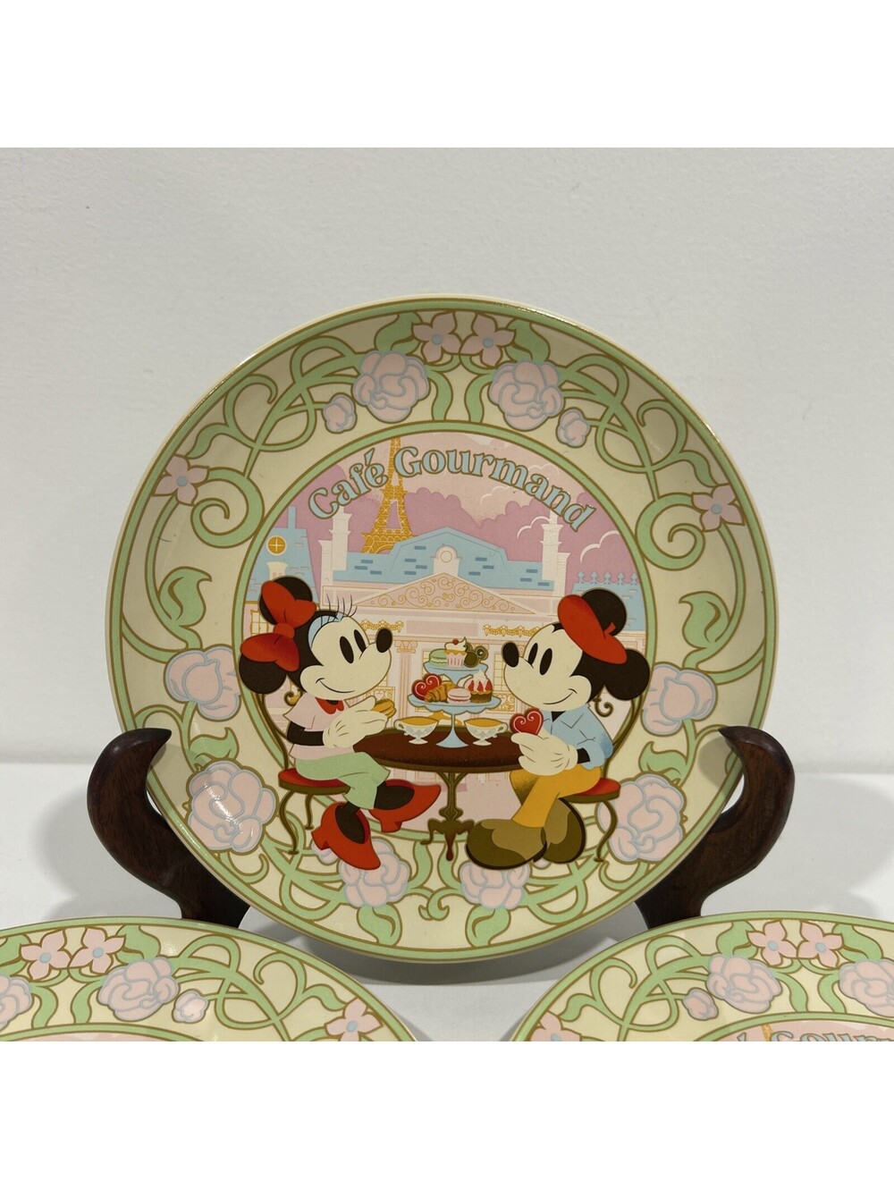 Disney Parks Epcot France Mickey Minnie Cafe Gourmand Plates 6’ Set Of 4